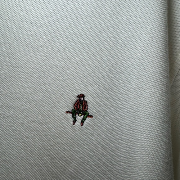 Paul Stuart Men's White Polo Shirt with Pink and Yellow Accents - Picture 2 of 5